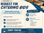 FMMN catering bid notice for 25 people at the November 4, 2026 Imperial CAG meeting; bids due October 29 at noon.