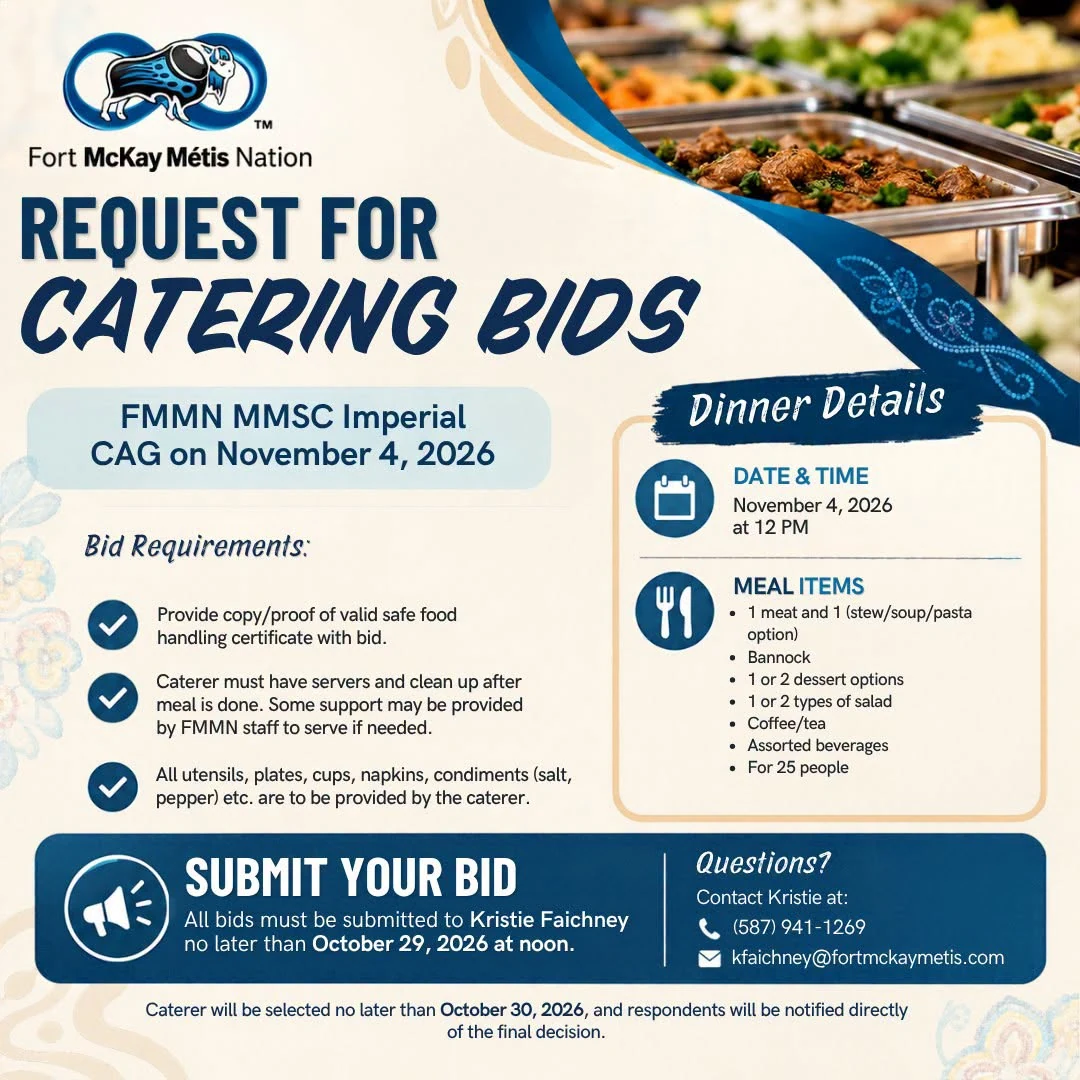 FMMN catering bid notice for 25 people at the November 4, 2026 Imperial CAG meeting; bids due October 29 at noon.